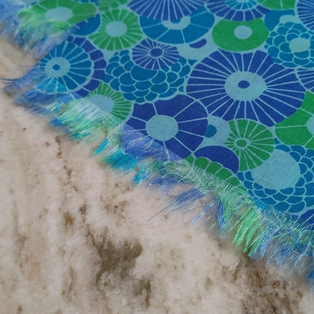 VTG Silk Ray Strauss Blue & Green Scarf